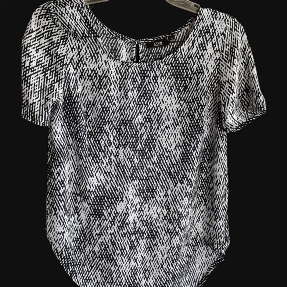 Apt 9 Top Blouse Black/White Medium